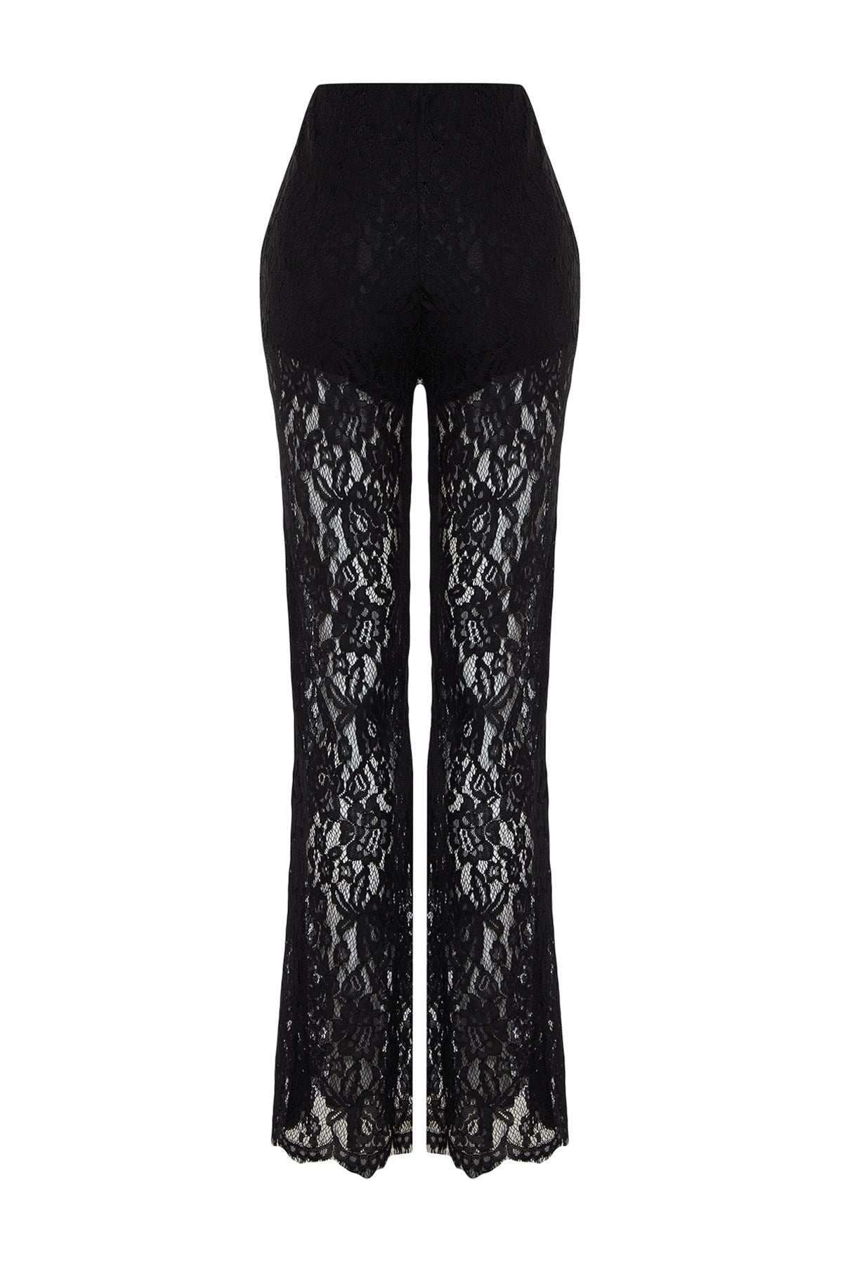 Black Lace Flare Spanish Leg Woven Pants Twoss24pl00096