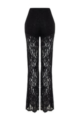 Black Lace Flare Spanish Leg Woven Pants Twoss24pl00096