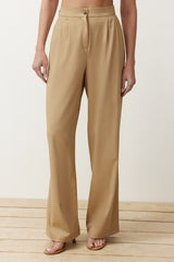 Grey Straight/straight Cut Belt Detailed Woven Pants Twoss24pl00023