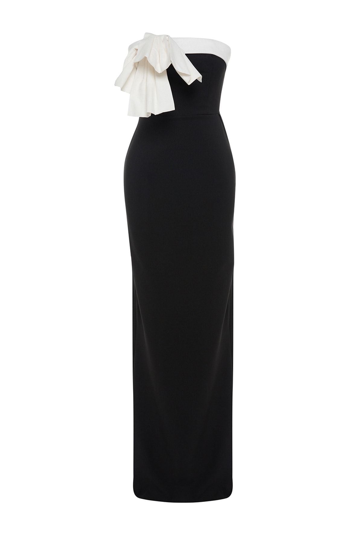 Black And White Lined Woven Long Night Evening Dress Tprss23ae00065