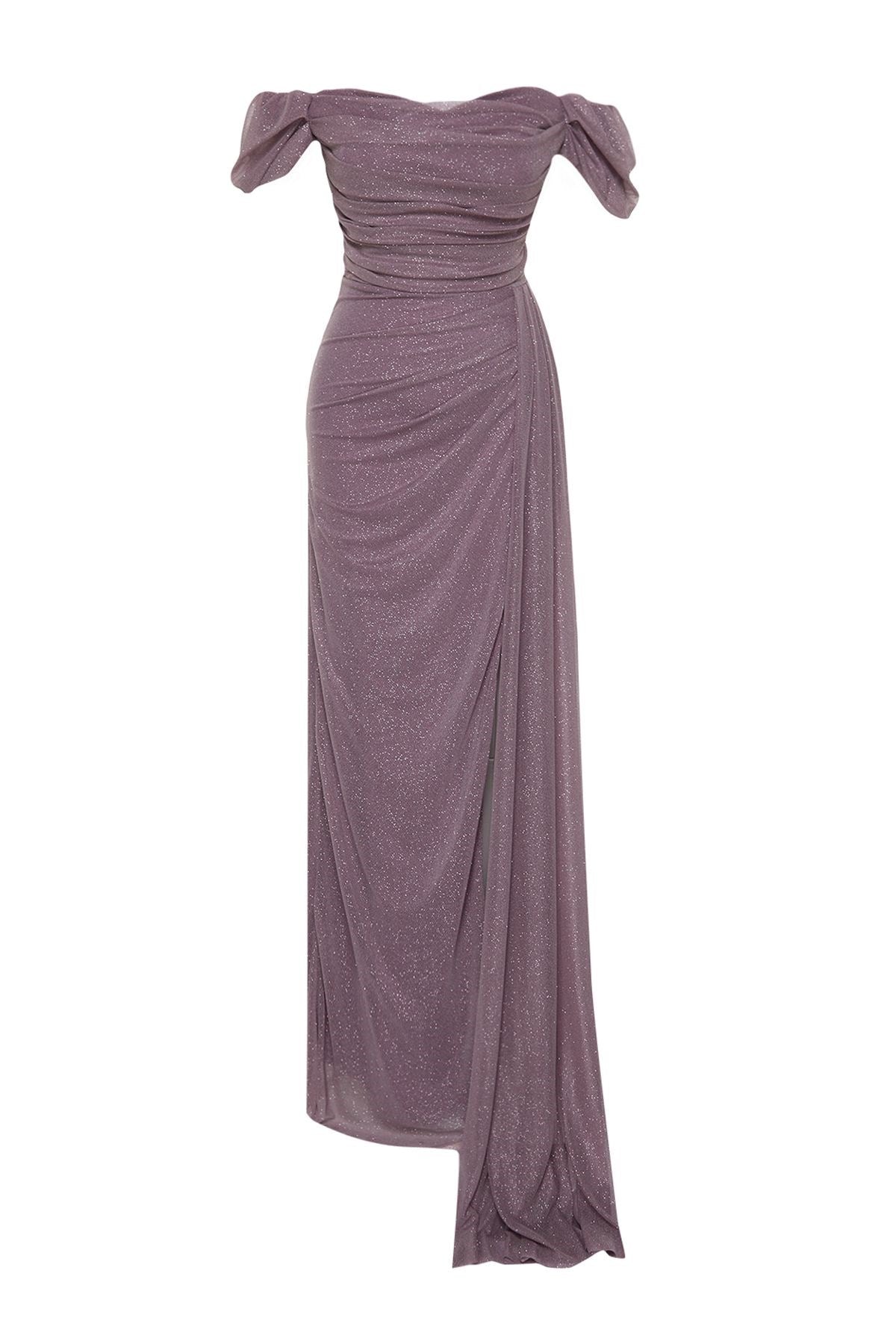 Powder Draped Silvery Long Evening Dress Tprss24ae00110