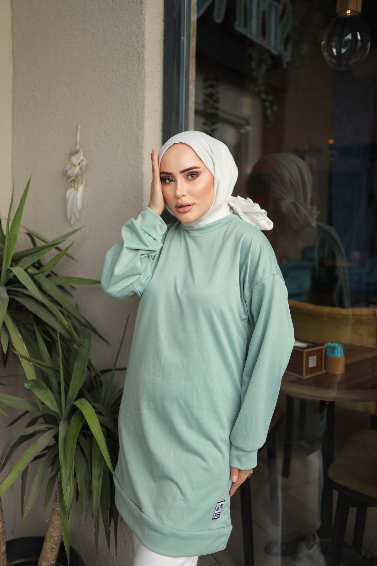 Women's Long Loose Hijab Sports Tunic Set100