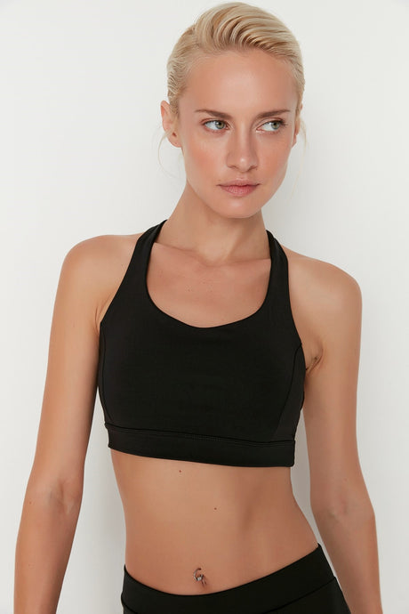 Navy Blue Backed/shaper Back Cross Band Detailed Sports Bra Twoaw23ss00000