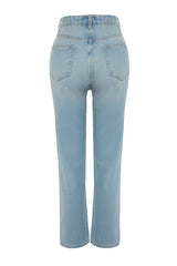 Dark Blue High Waist Straight Jeans Twoaw24je00082