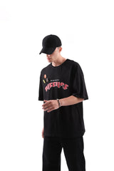 Black Oversize T-shirt With Diffuse Printed Badge Accessory Flaw-015-005-085