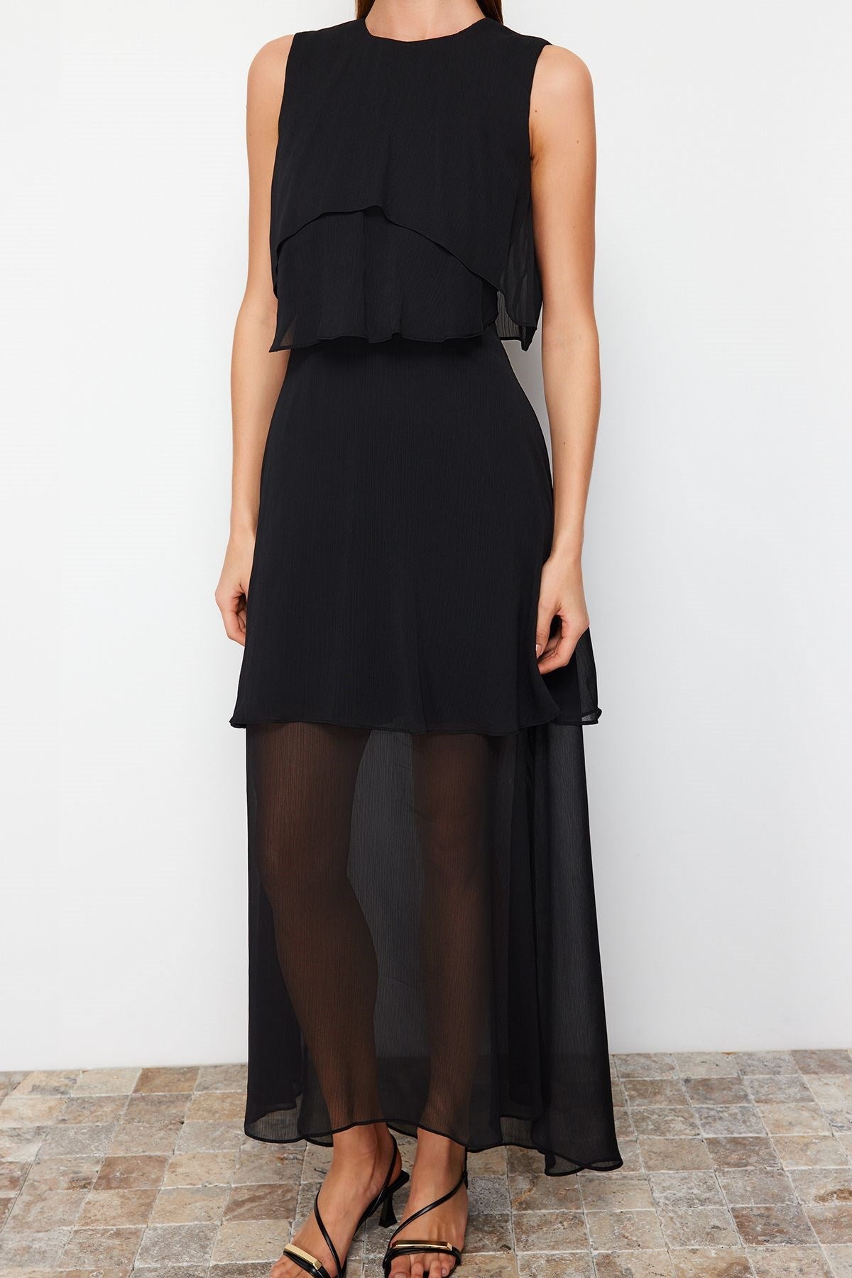 Black Chiffon Elegant Evening Dress Tprss24ae00057