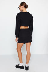 Black Buckle Detailed Double Breasted Mini Woven Skirt Twoaw24et00258