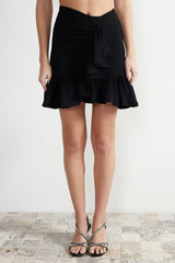 Black Ruffled Mini Skirt Tprss24et00006