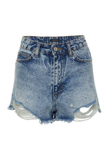 Blue Ripped Detailed Denim Shorts & Bermuda Twoss23sr00207