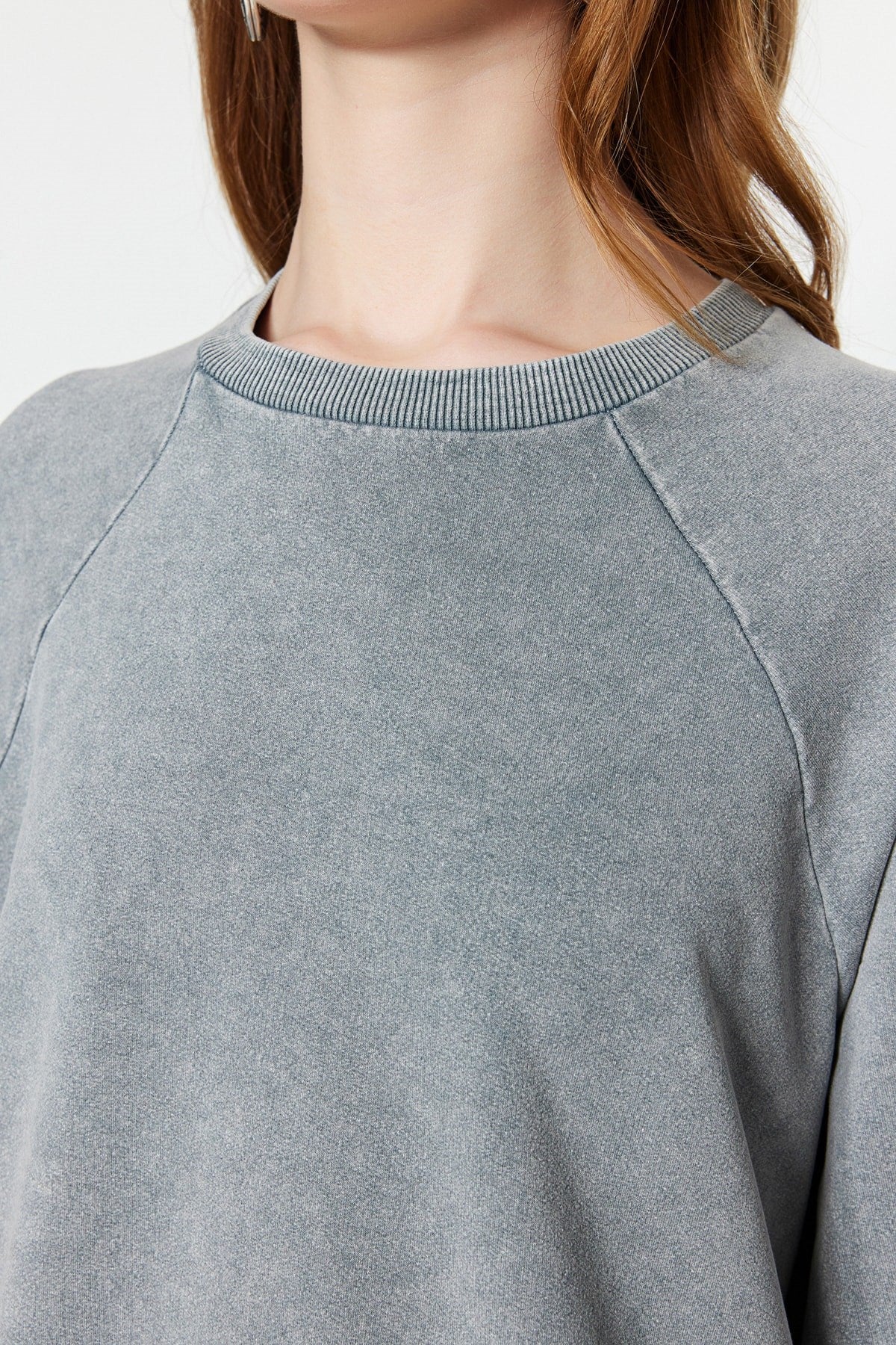 Grey Wash Knitted Sweatshirt Tctss23tw00062