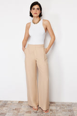 Beige Wide Leg/wide Leg Woven Pants Twoss24pl00061