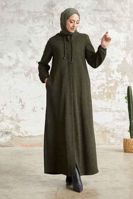 Levina Hidden Patted Abaya - Anthracite Ms00tz6002