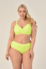 Women's Neon Orange Plus Size Booster Slip Ruffle Stylish Bikini Set 20231989