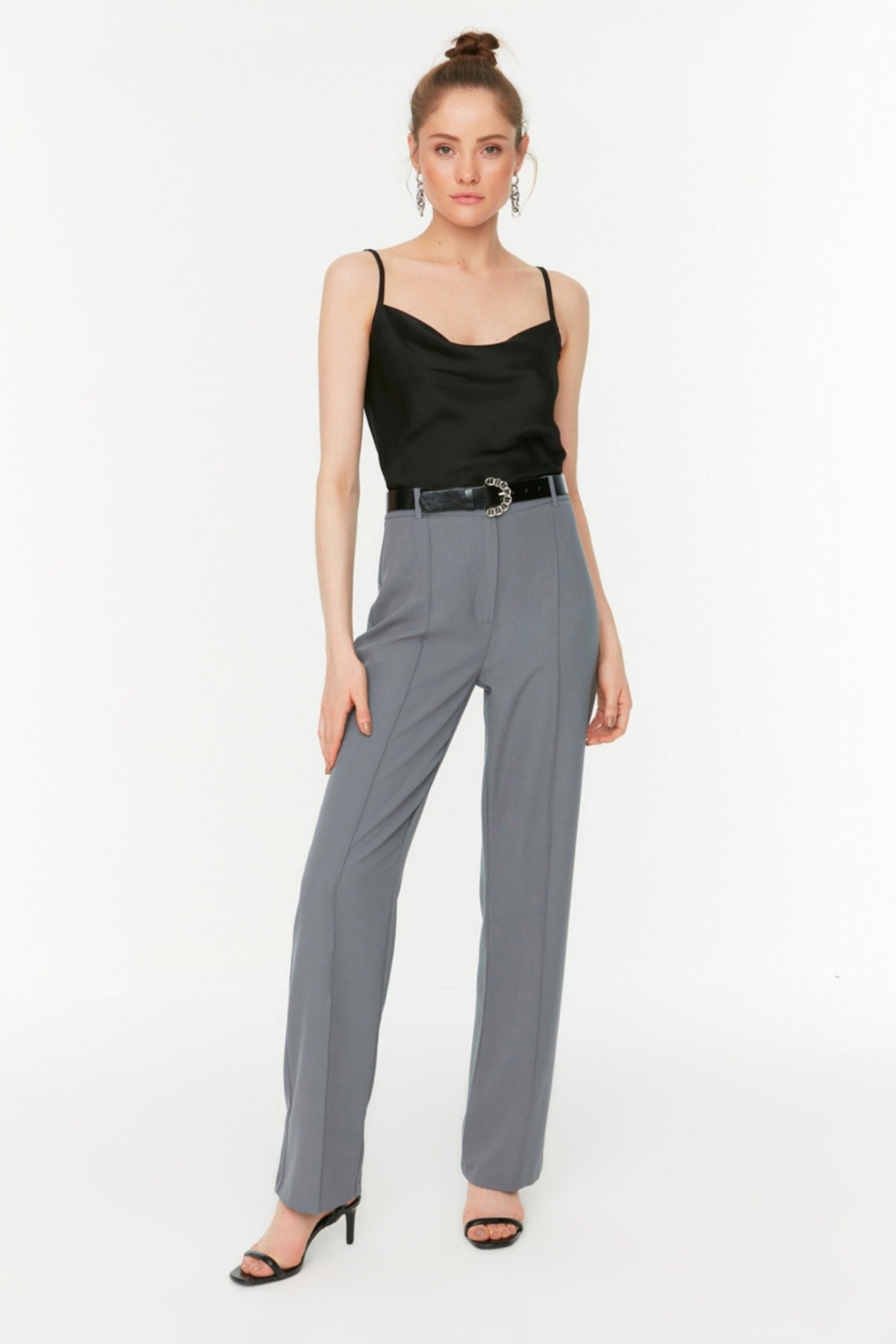 Black High Waist Woven Pants Twoss21pl0093