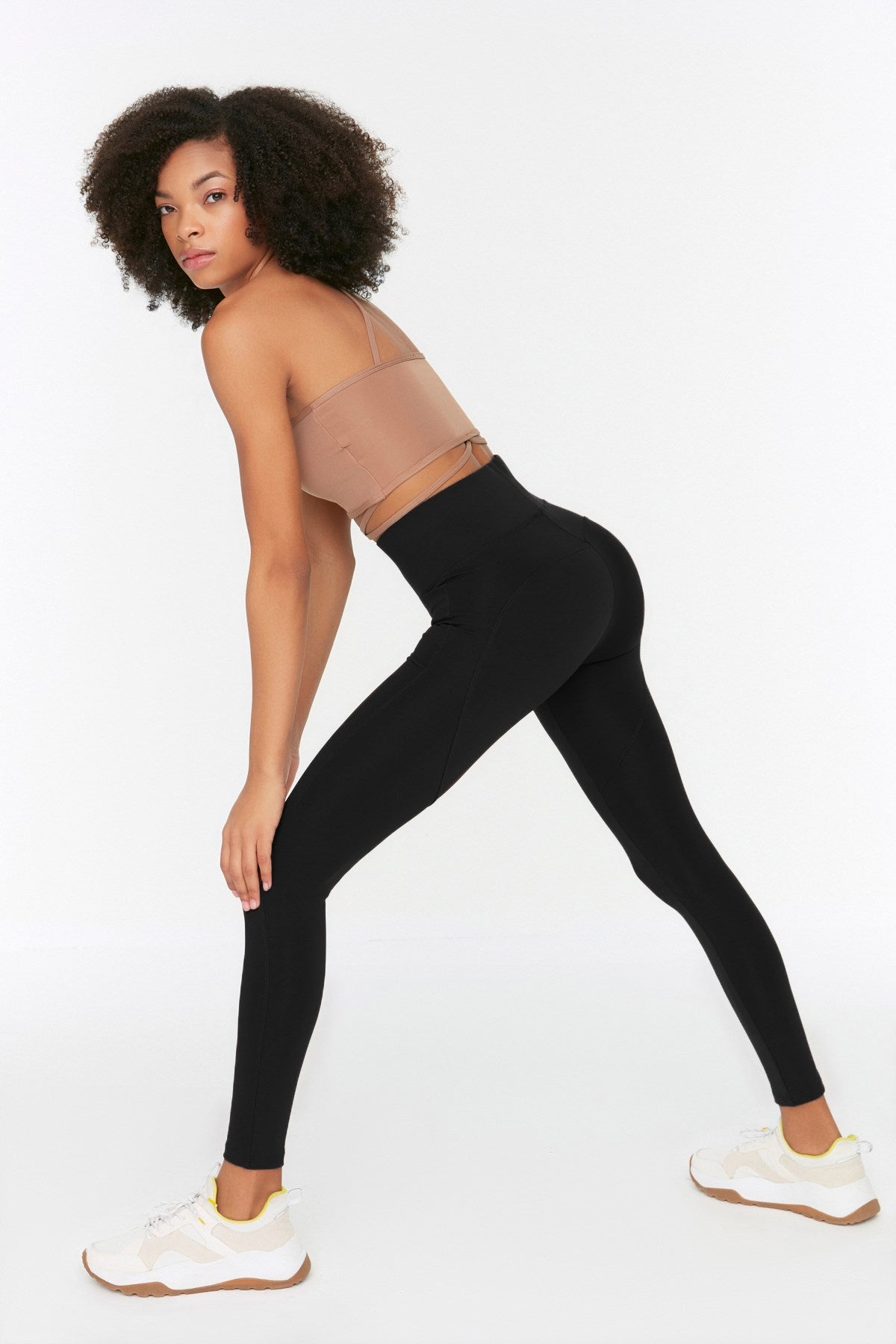 Khaki Push-up Full Length Sports Leggings Twoaw21ta0030