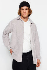 Light Grey Unisex Regular Fit Plush Shirt Tmnaw24go00076