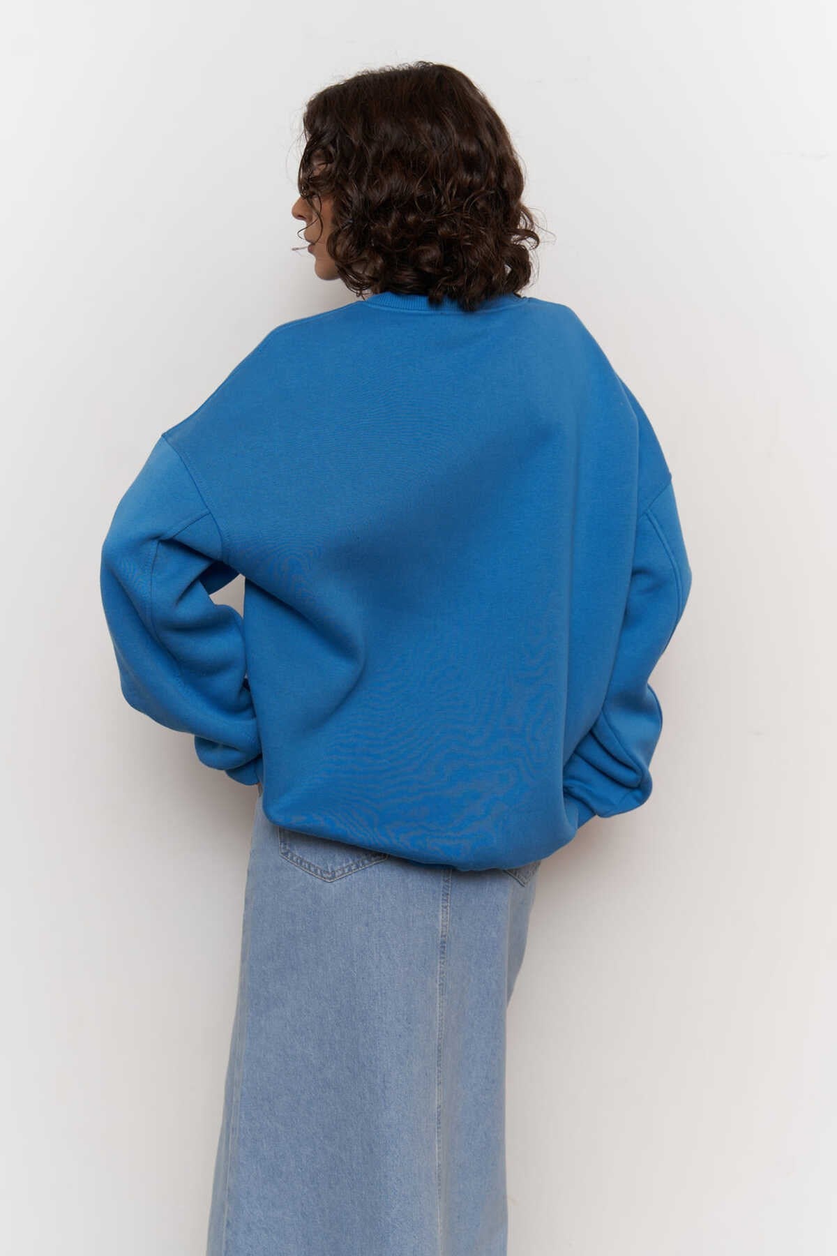 1990s Blue Oversize Unisex Sweatshirt 1367