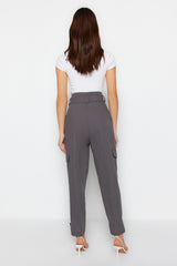 Grey Belted Cargo Woven Pants Twoss21pl0138