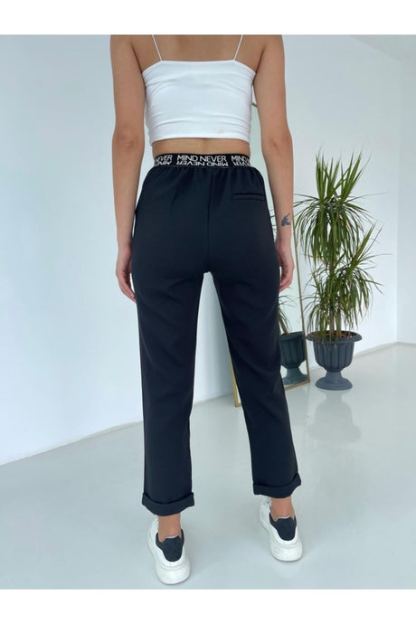 Black Elastic Back Pants 50705