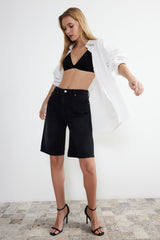 Black High Waist Denim Shorts & Bermuda Twoss24sr00007