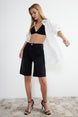 Black High Waist Denim Shorts & Bermuda Twoss24sr00007