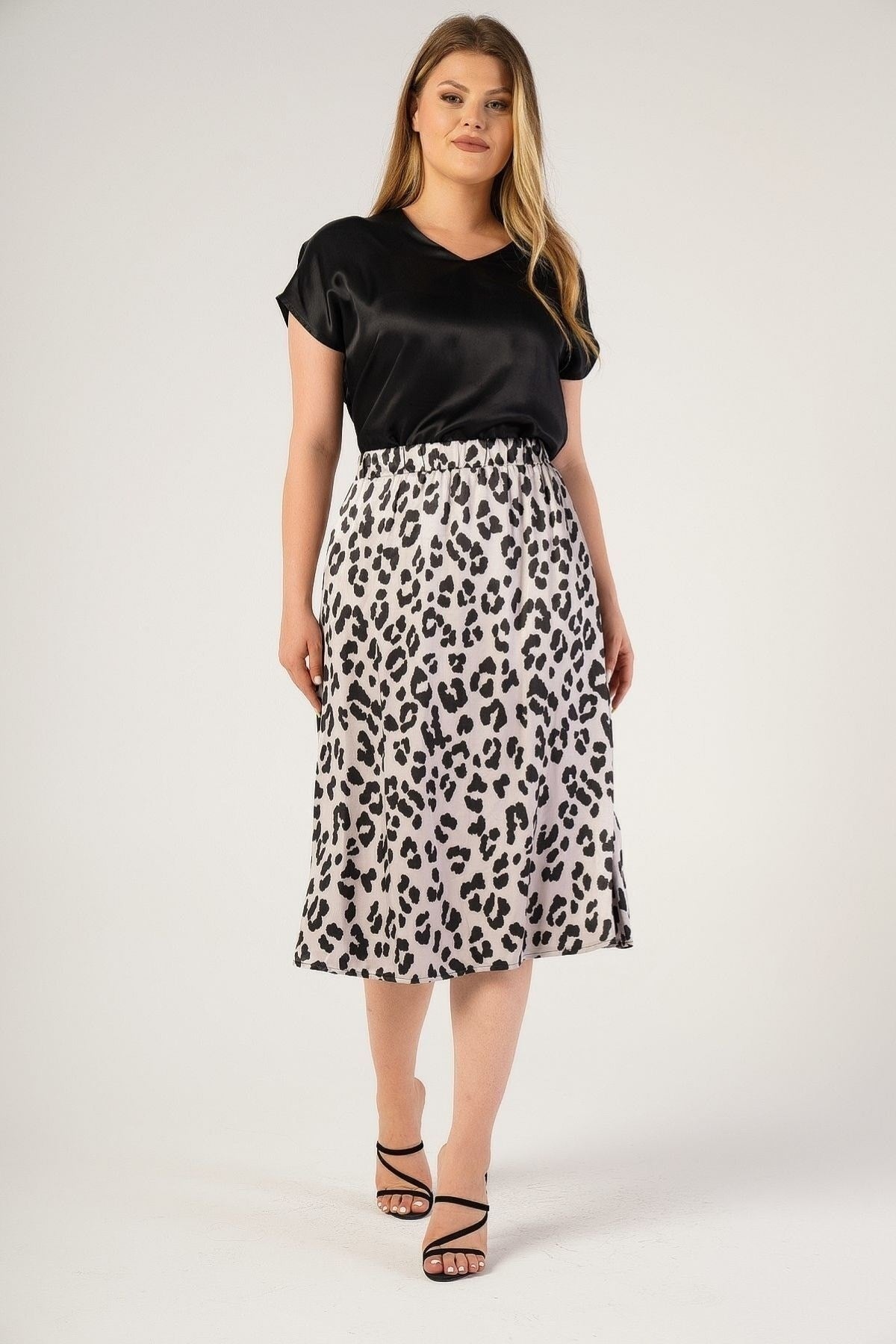 Plus Size Leopard Print Skirt 230700016