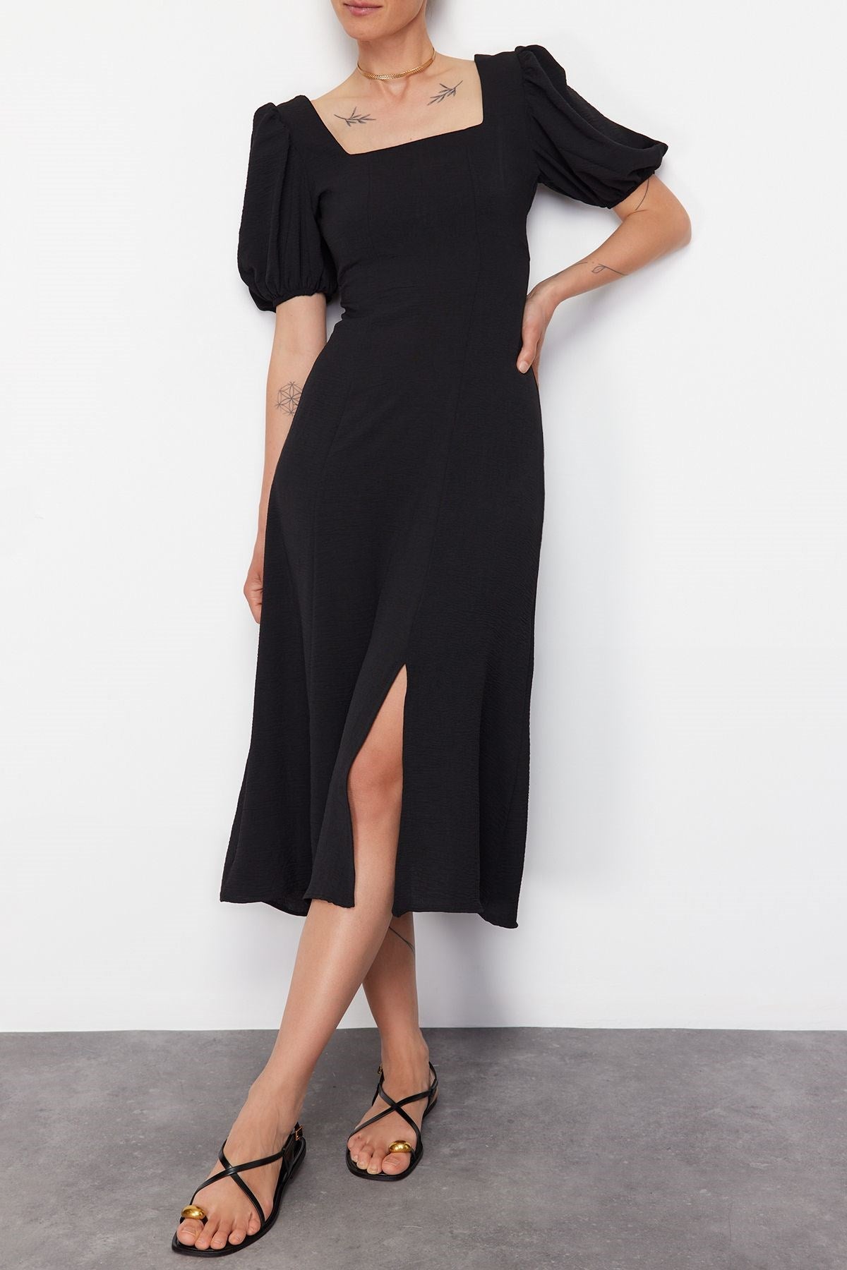 Black Regular Woven Dress Tedss24el00070