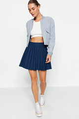 Black Pleated Mini Woven Skirt Twoaw21et0111