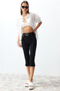 Black High Waist Slim Fit Capri Jean Twoss24je00268