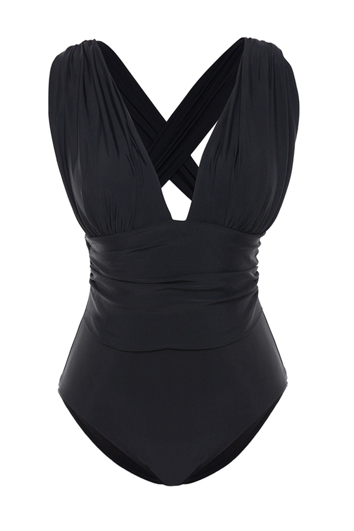 Black Deep V Back Cross Swimsuit Tbbss23am00000