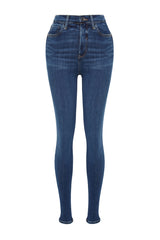 Dark Blue Push Up High Waist Skinny Jeans Twoss24je00086