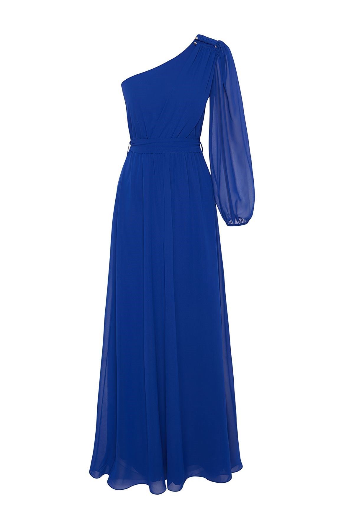 Saks One Sleeve Accessory Chiffon Long Night Evening Dress Tprss24ae00085