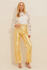 Women's Black Gold Plated Palazzo Pants Alc-x11241