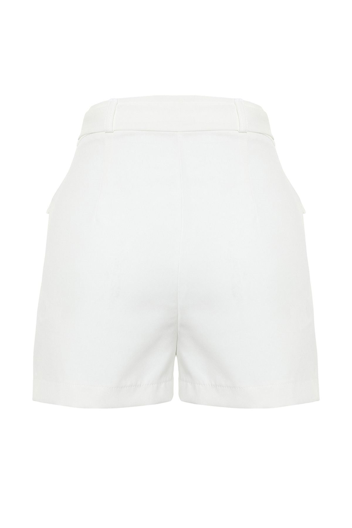 Ecru Pocket Flap Belted Mini Woven Shorts Twoss24sr00031