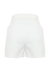 Ecru Pocket Flap Belted Mini Woven Shorts Twoss24sr00031