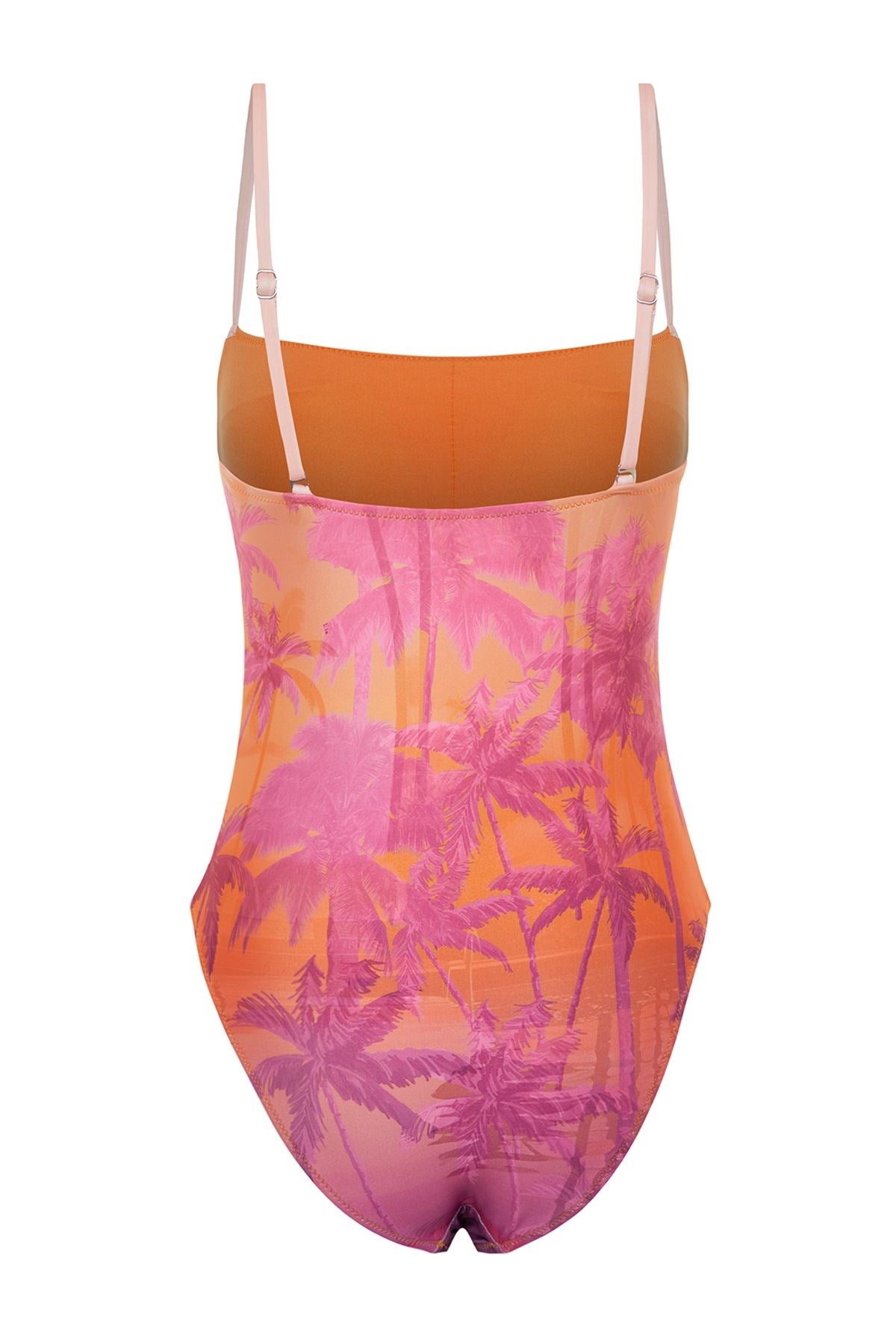 Tropical Print Square Neckline Regular Swimsuit Tbess24ma00135