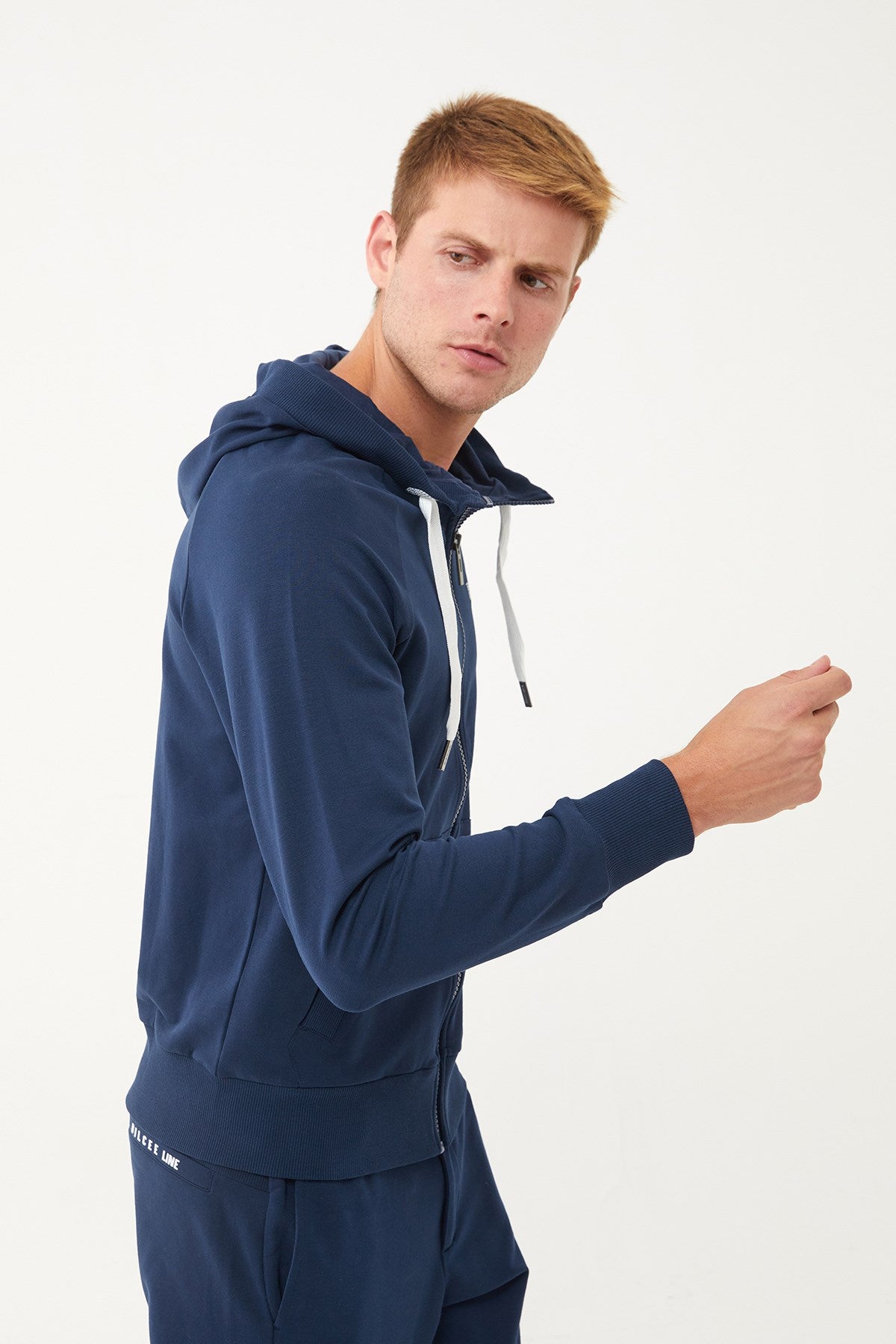 Men's Navy Organic Cotton Pocket Zipper Hooded Casual And Sports Tracksuit Top 0802 Tb23my06s0802-1