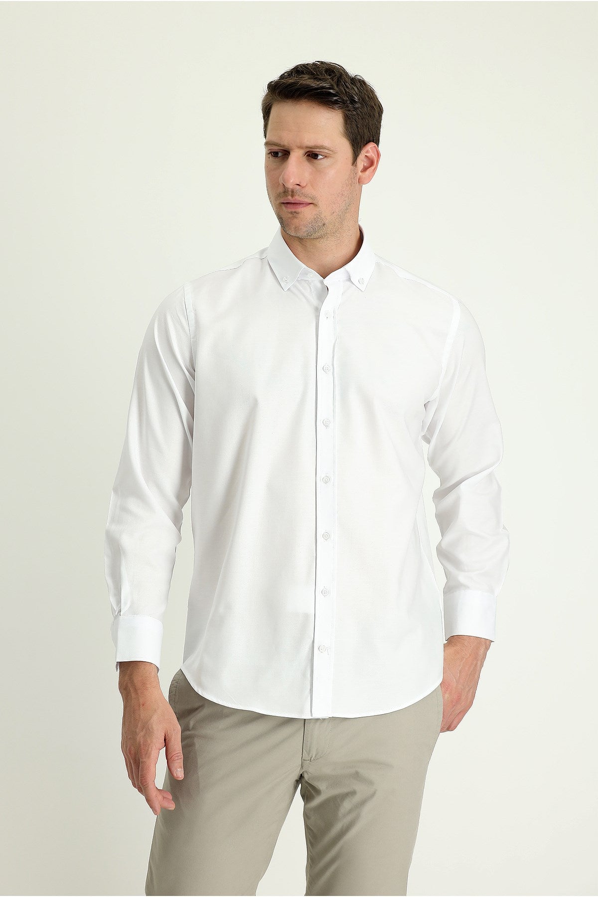 Long Sleeve Regular Fit Oxford Cotton Shirt 469296