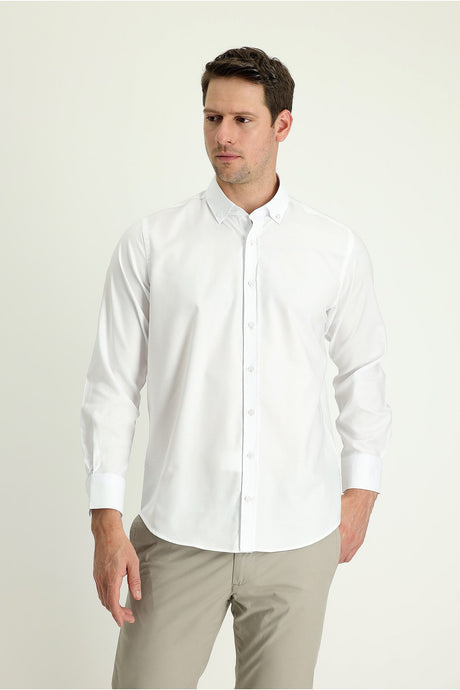 Long Sleeve Regular Fit Oxford Cotton Shirt 469296