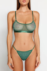 Green Tulle Printed Capless Underwear Set Thmaw24cc00001