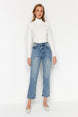 Dark Blue High Waist Straight Jeans Twoaw24je00082