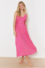 Fuchsia Maxi Woven Beach Dress Tbess24el00098