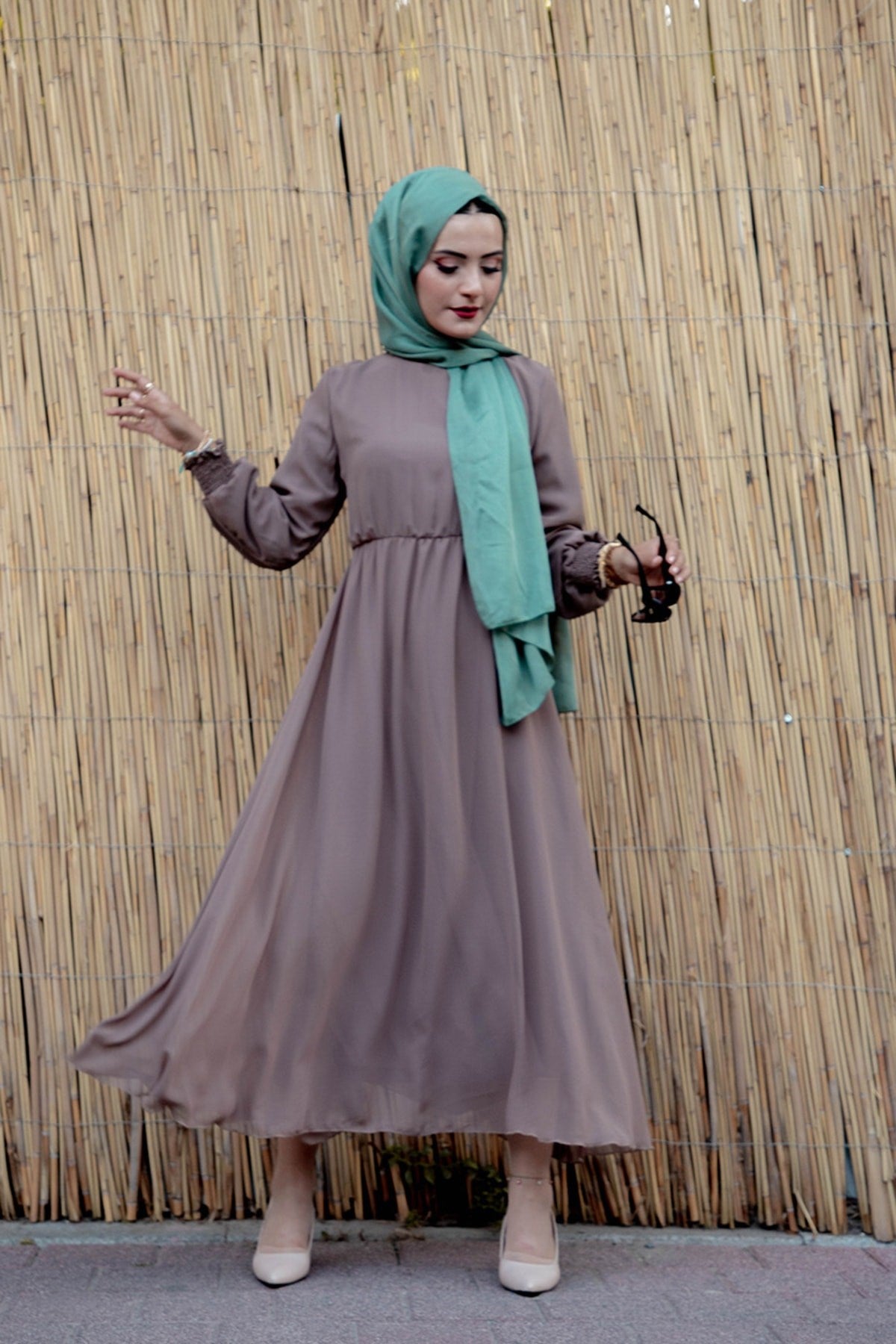 Hijab Sleeve Giffon Dress Chiffonb01