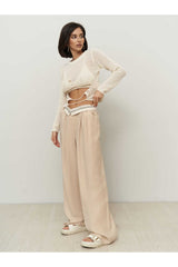 Tessa Lyocell Beige Palazzo Pants 1607