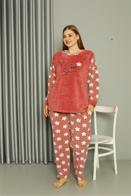 Welsoft Fleece Women Plus Size Powder Pajama Set 808042