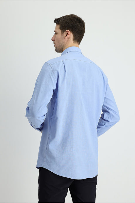 Long Sleeve Regular Fit Linen Look Sports Cotton Shirt 496527