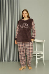 Welsoft Fleece Women Plus Size Powder Pajama Set 808040