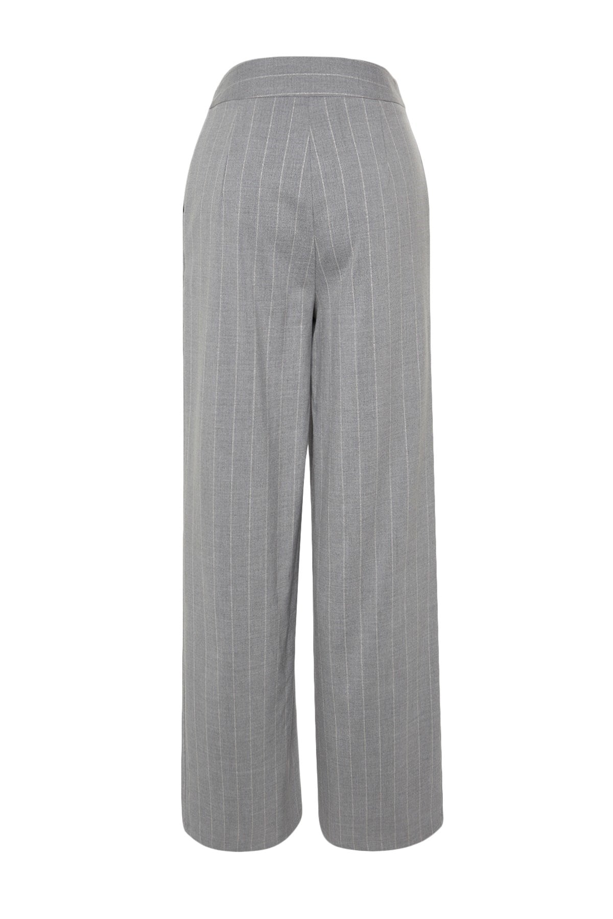 Grey Wide Leg/wide Leg Sim Detailed Woven Striped Pants Twoss23pl00223