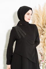 Hijab Coffee Dress 5308 T22el3m5308 With Sonay Bonding Stone Detail