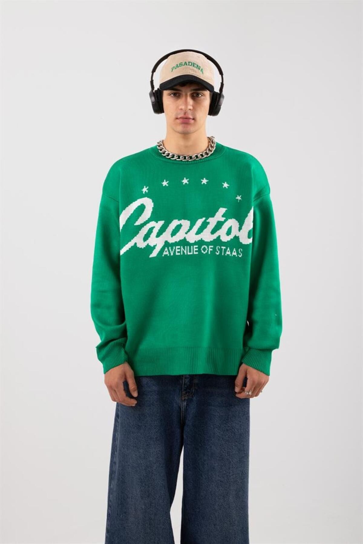 Capítol Stars Stitched Green Knitwear Sweater Flaw-097-007-003